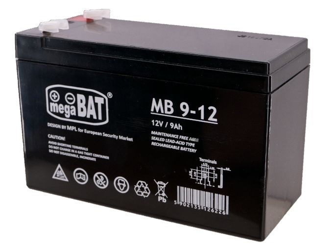 MPL megaBAT MB 9-12 Baterie do UPS Kyselinová olověný akumulátor VRLA AGM Bezúdržbový 12 V 9 Ah Černá