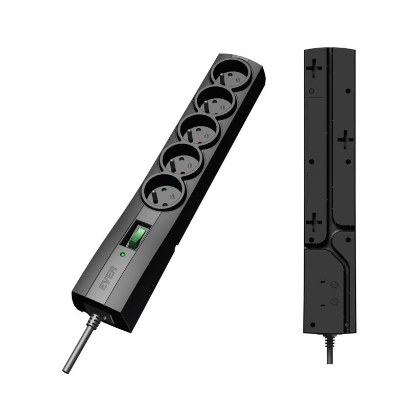 Ever T/LZ09-CLA050/0000 Surge protector Power strip Black 5 sockets