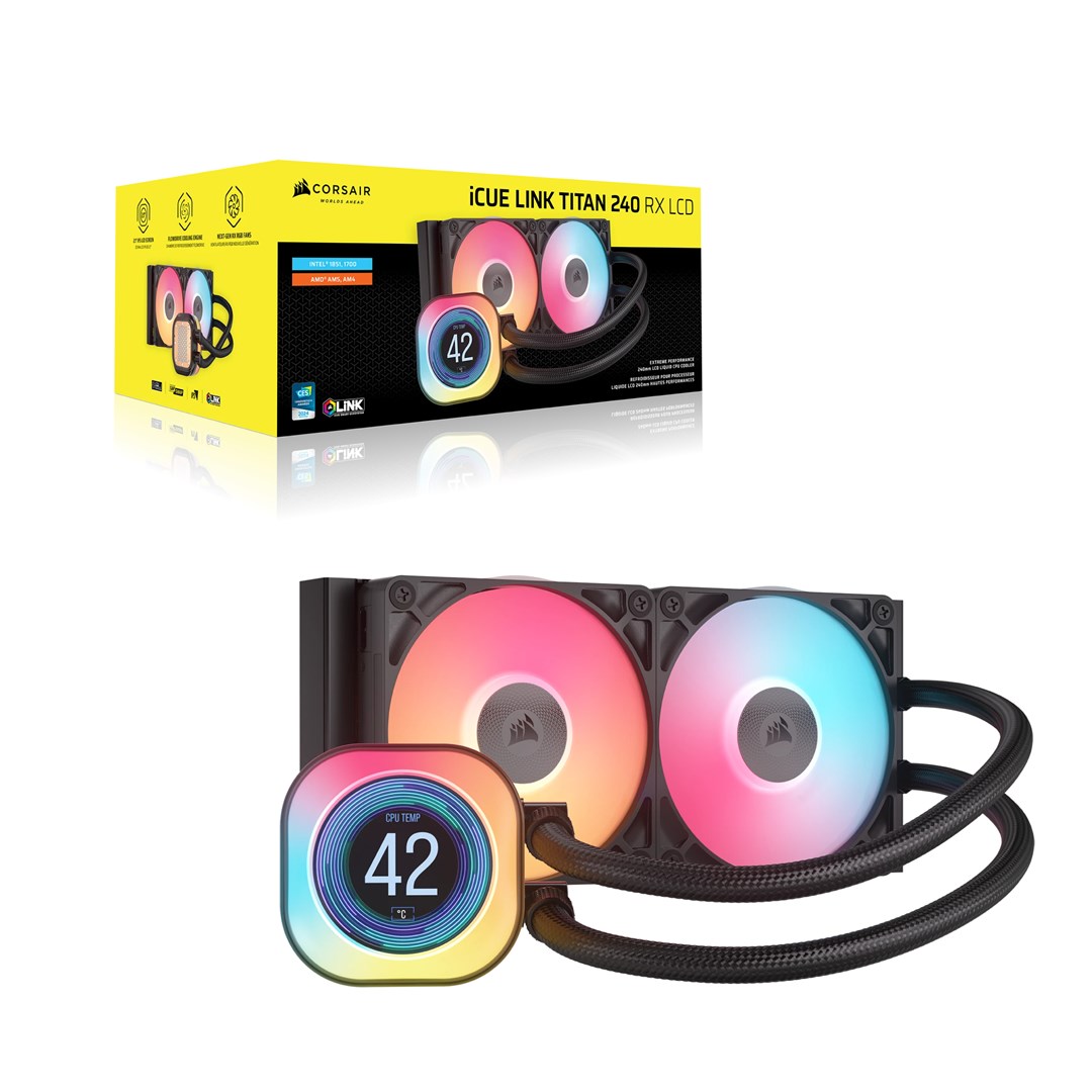CORSAIR WAK iCUE LINK TITAN 240 RX LCD AIO 240mm Liquid Cooler