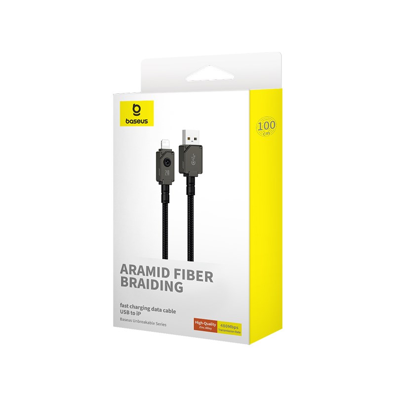 Baseus Unbreakable USB A to iP cable 2 m 5V-2.4A Black