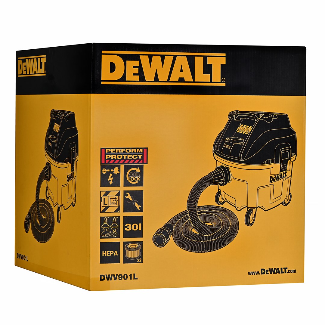 DeWALT DWV901L dust extractor Black  Yellow 30 L 1400 W