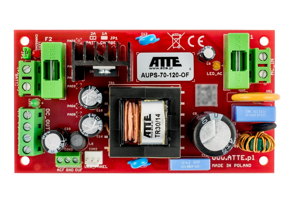 ATTE AUPS-70-120-OF napajalnik z baterijskim napajanjem, 12V DC, 6A