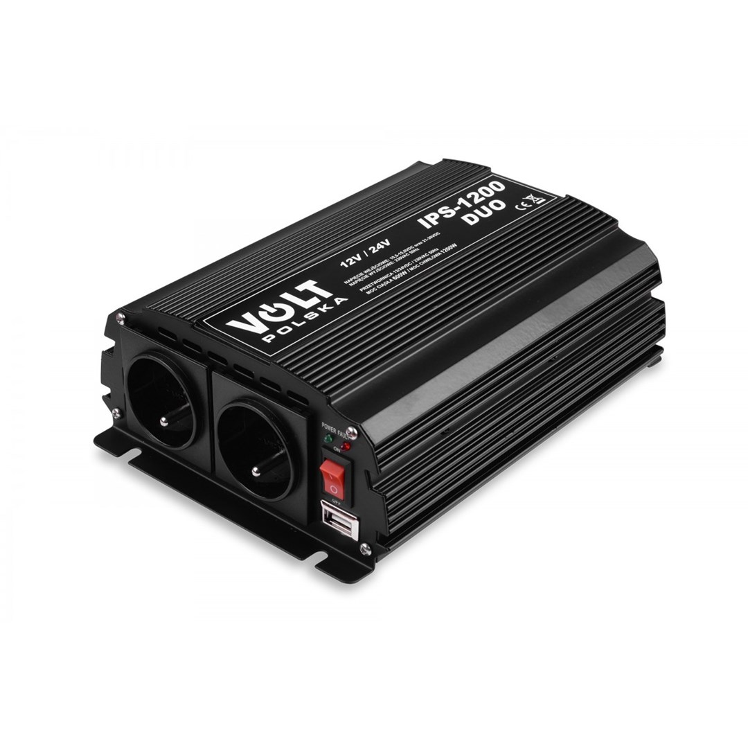 Pretvornik napetosti VOLT POLSKA IPS-1200 DUO, 12V/24V na 230V, 600W/1200W