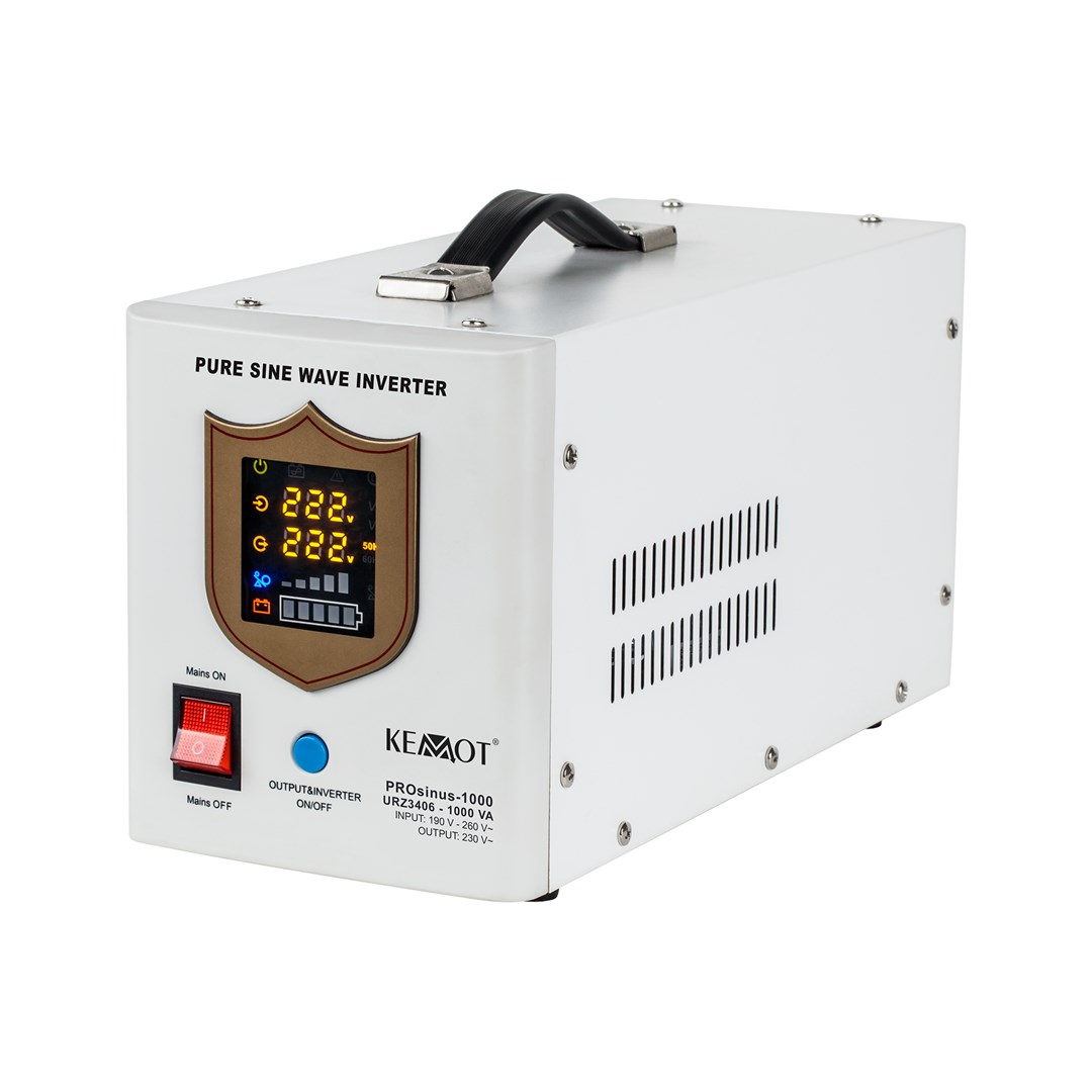 KEMOT PROsinus-1000 pretvornik UPS z čistim sinusnim valom in polnilno funkcijo (12V/230V)