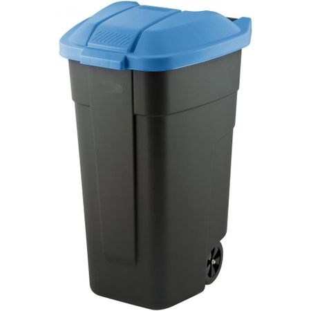 Curver koš za odpadke 110L, črn, s pokrovom modre barve