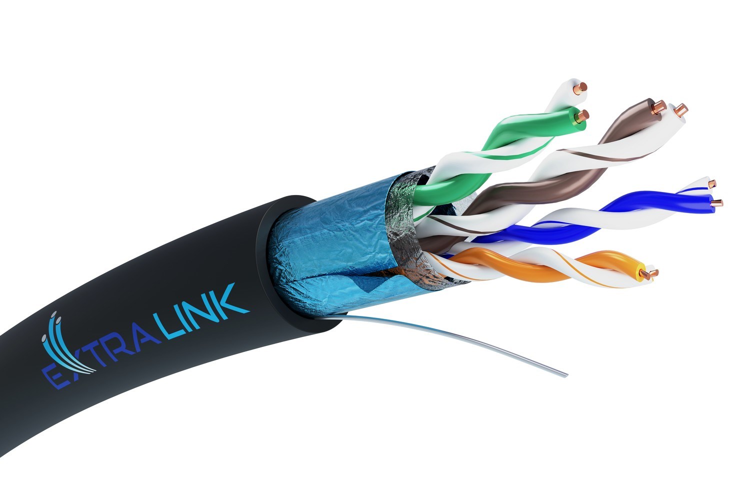 Extralink Omrežni kabel CAT5E FTP (F/UTP) V2 zunanji, 100m, črn