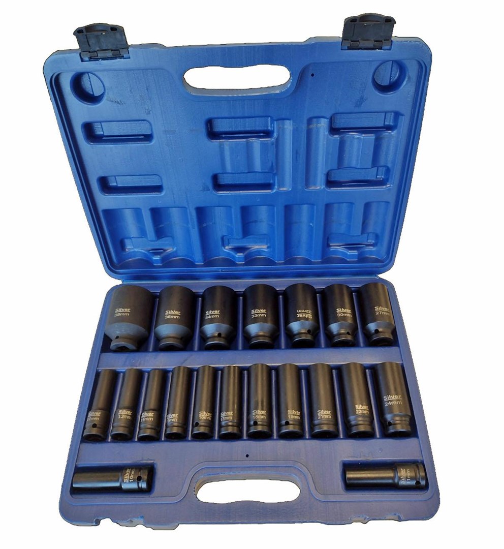 IMPACT vtičnica SET 1/2" 20 kosov. / srebrna
