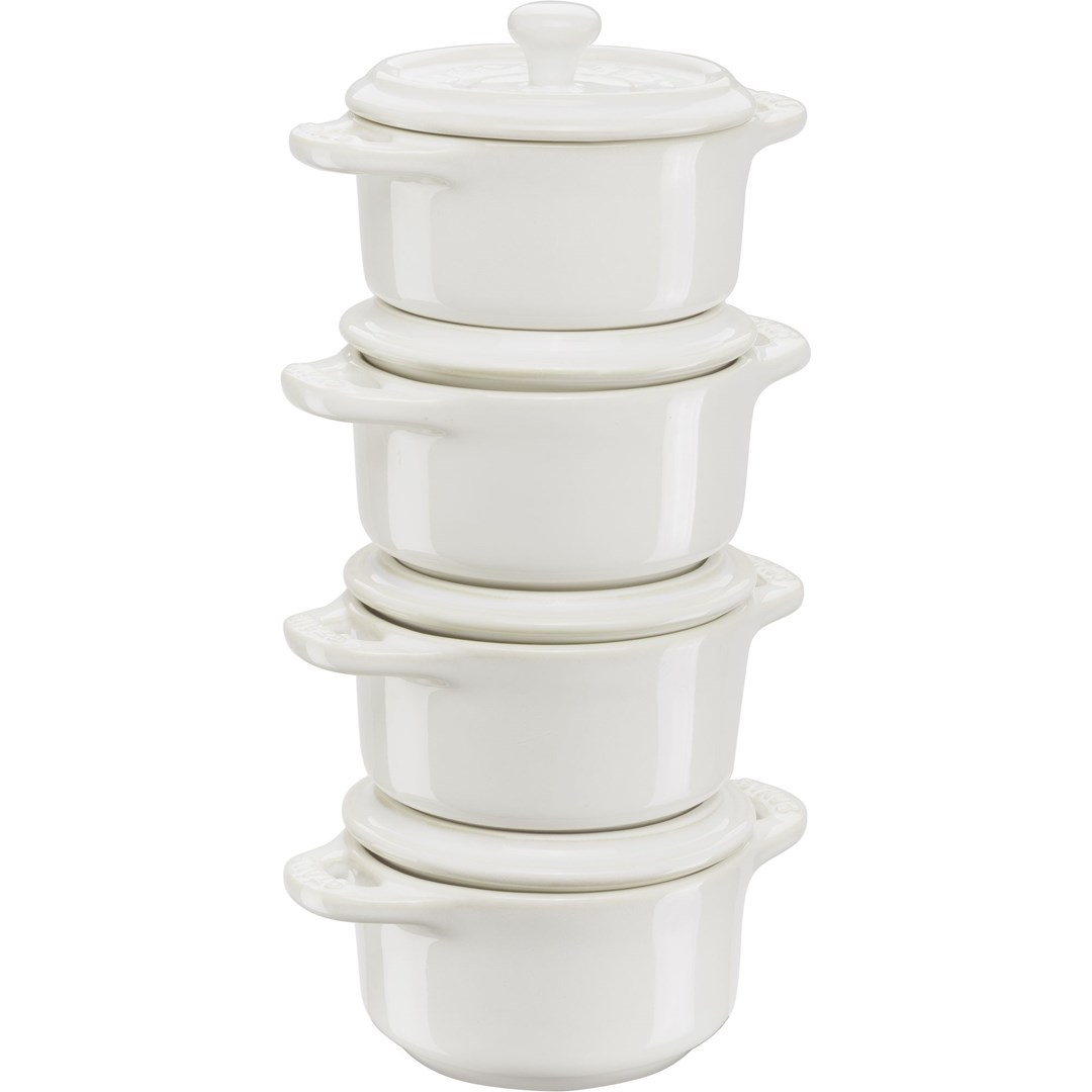 Staub Mini Cocotte Round komplet 4 kosov - 200 ml, slonokoščena