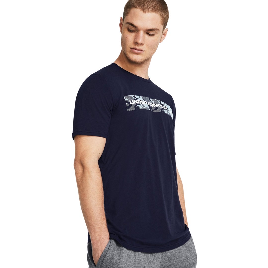 Under Armour Camo Chest Stripe majica z grafikami, modra, M