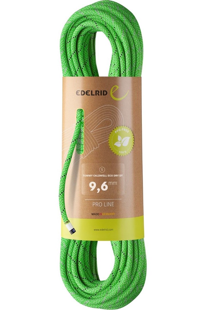 Plezalno uže EDELRID Tommy Caldwell Eco Dry DT 9,6 mm, 60m, neon zelena
