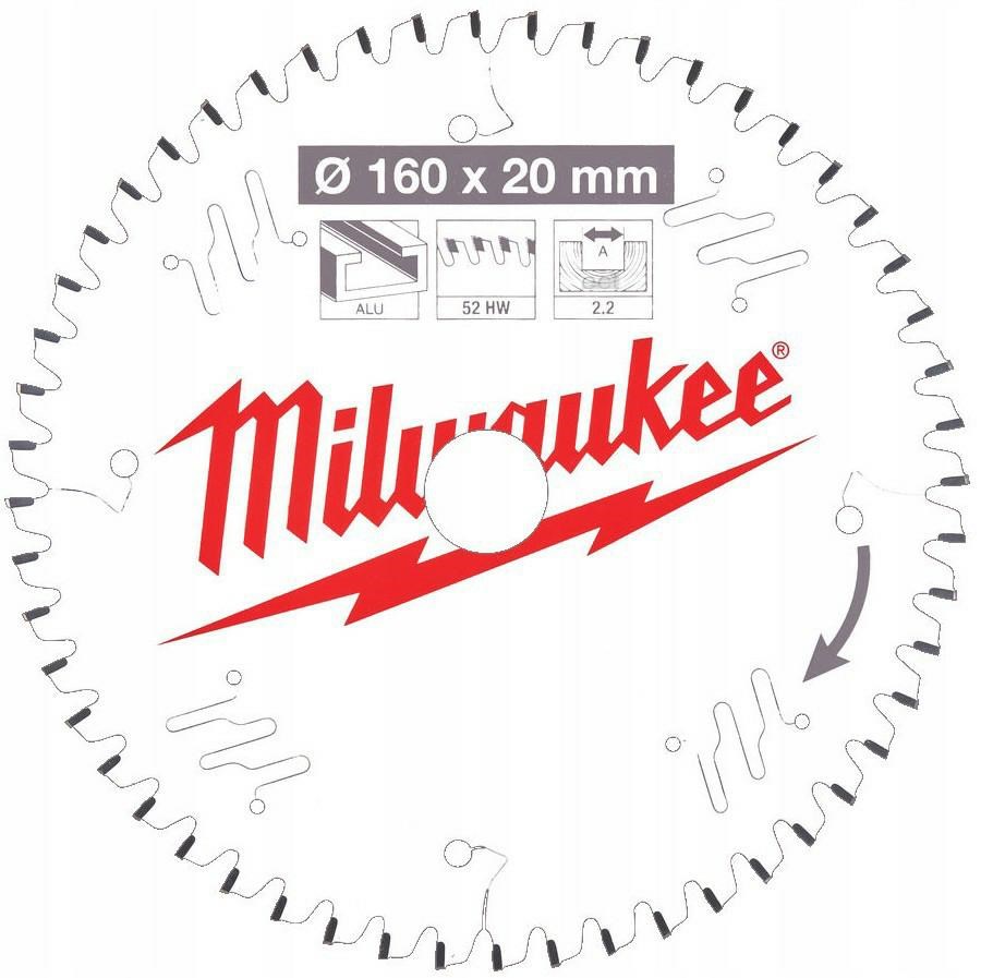 Milwaukee krožna žaga 160x20x2.2x52z TF ALUMINUM