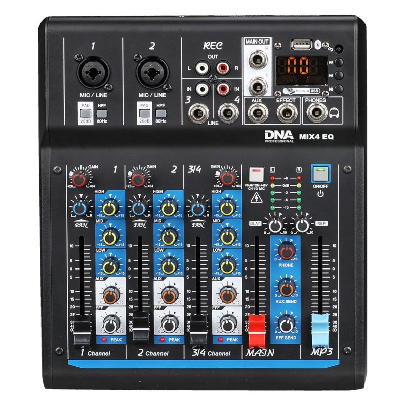 Avdio mešalna miza DNA MIX 4 EQ, USB, MP3, Bluetooth