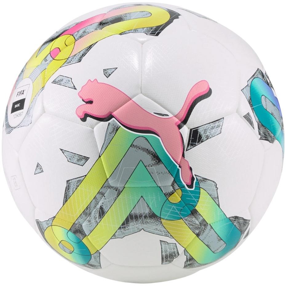 Nogometna žoga Puma Orbita 4 HYB FIFA Basic, bela-zelena-roza