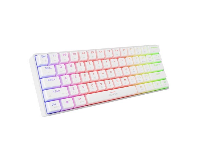 Optična igralna tipkovnica GNS THOR 660 G2 US, brezžična, mehanska, Gateron Red, RGB, bela