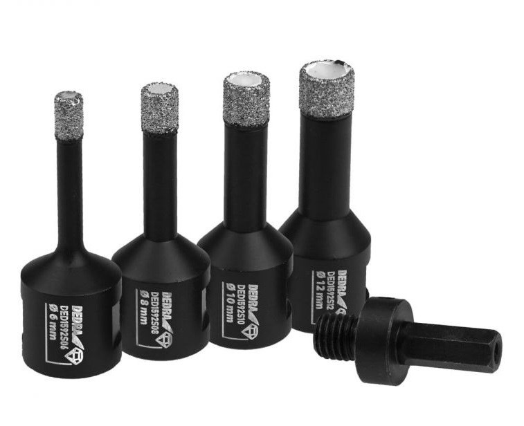 Set svedrov za luknje DED, 6-12 mm, z adapterjem