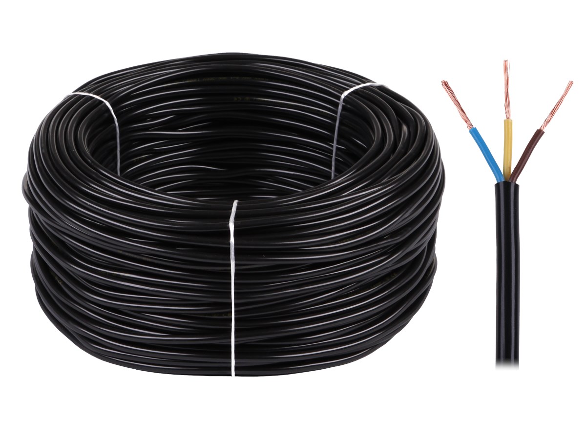 Električni kabel OMY 3x1.5, 300/300V, črn