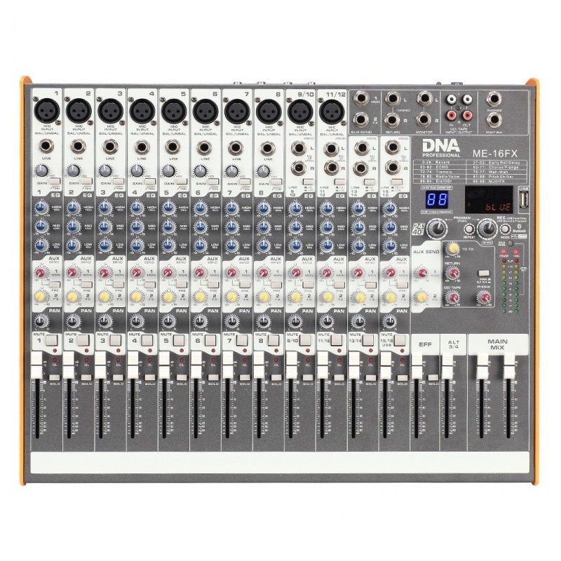 DNA ME-16FX avdio mikser, 16 kanalov, USB, Bluetooth, FX efekti