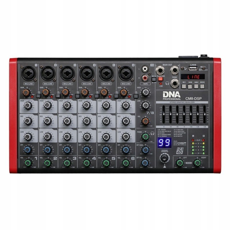 DNA CM8-DSP Mešalna konzola USB, MP3, Bluetooth, Phantom Power