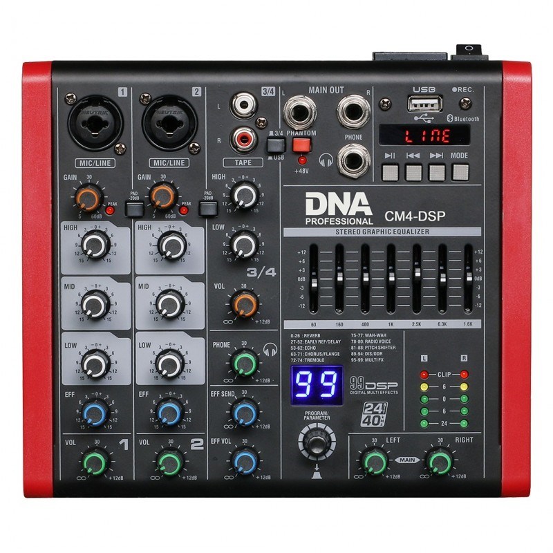 DNA CM4-DSP audio mikseta, USB MP3, Bluetooth, +48V