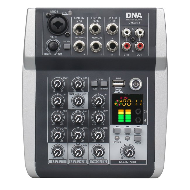 DNA QMX502 - 5-kanalni analogni mešalnik zvoka, moder