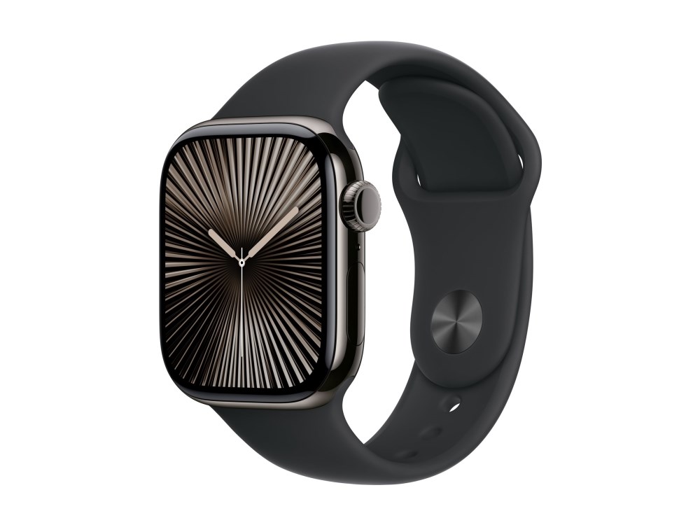 Apple Watch Series 10 GPS + Cellular, 42 mm, ohišje iz titana, črn pas