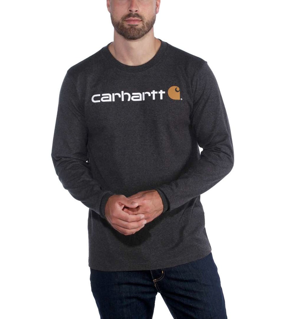 Carhartt Core Logo majica z dolgimi rokavi, barva oglja