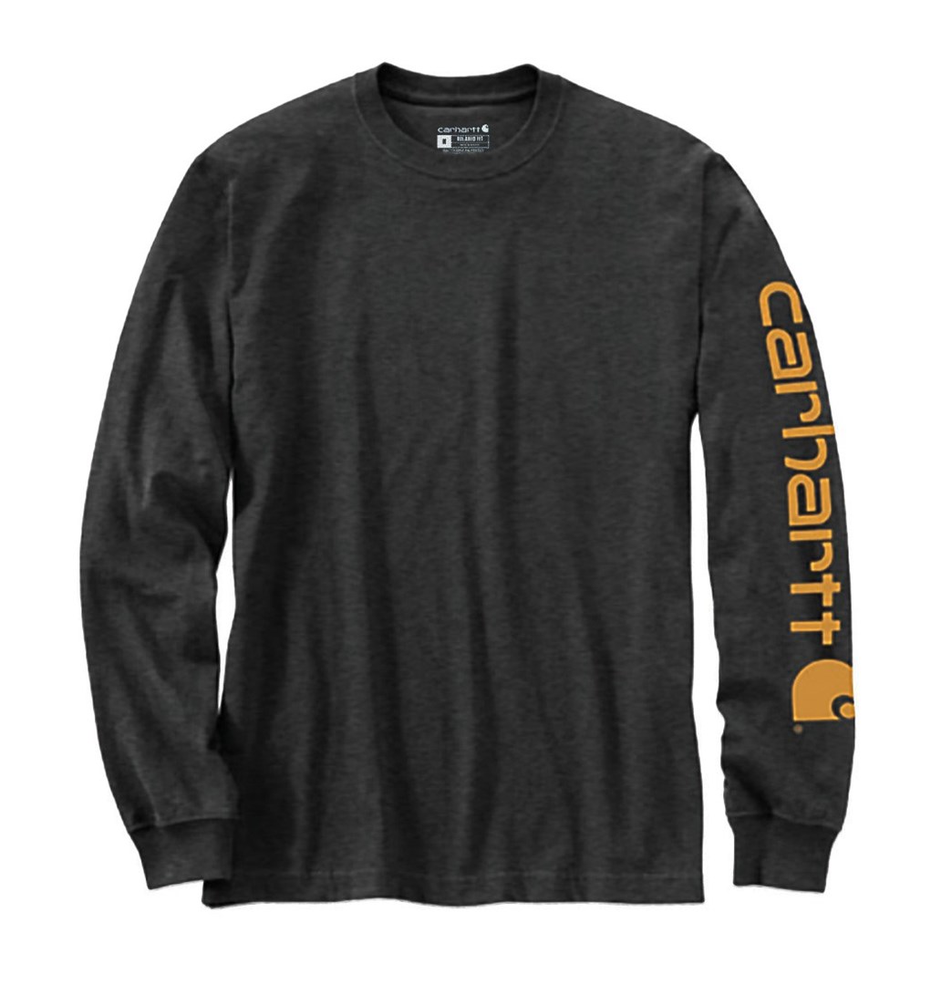 Carhartt majica z dolgimi rokavi in logotipom na rokavu, carbon, vel. s