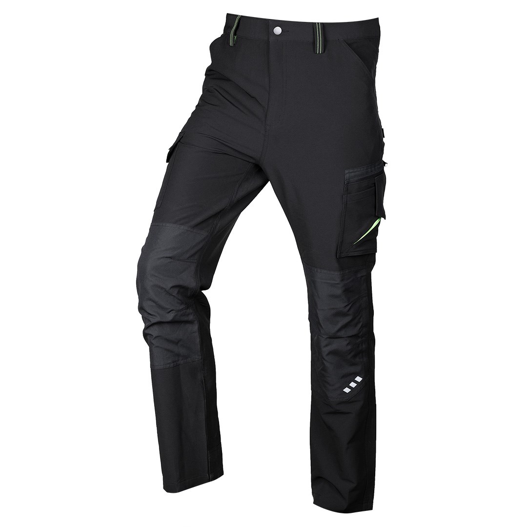 Delovne hlače NOL Mix&Match, 4-smerni razteg, črno-zelene, M