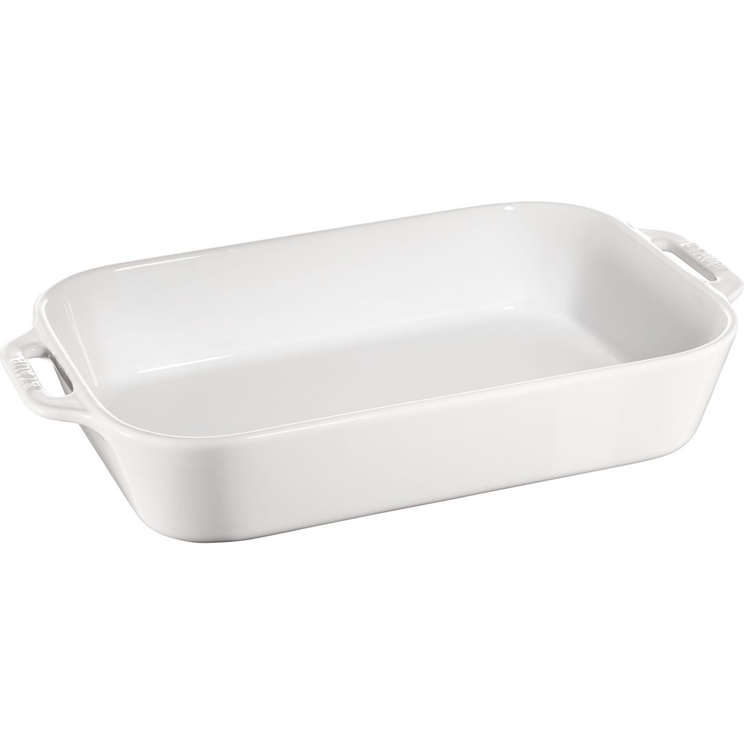 Staub pravokotna keramična posoda za serviranje, 4.5 L, bela