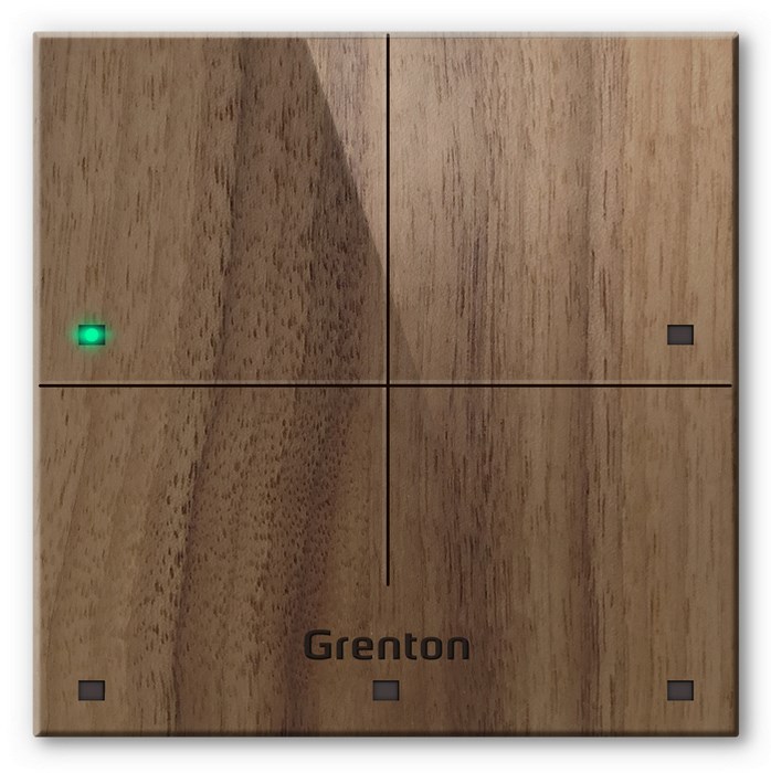 Grenton TPA-604-T-01 Touch panel, 4 polja, TF-Bus, temna lesena sprednja stran
