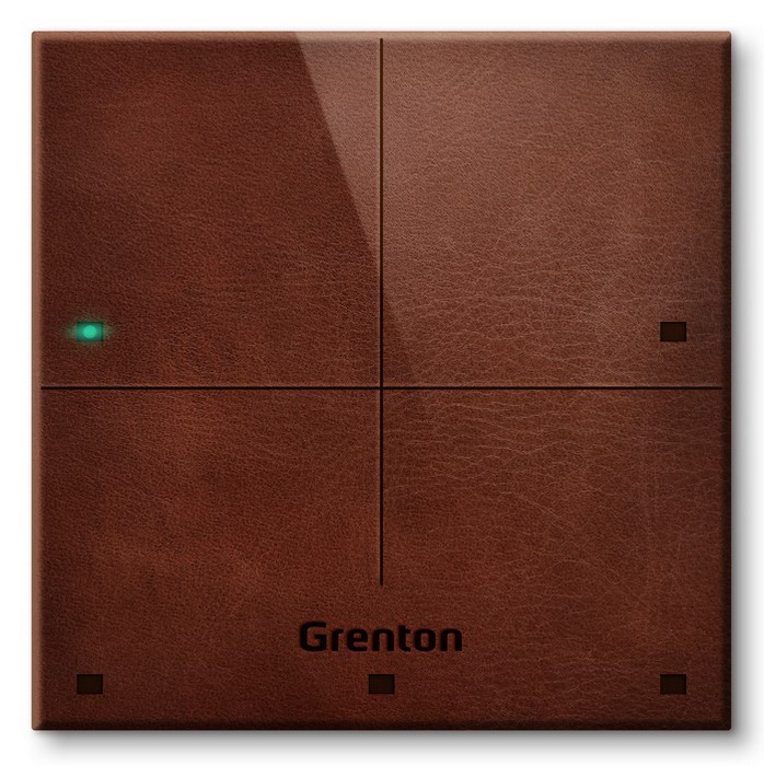 Grenton TPA-804-T-01 - Pametni zaslon na dotik, 4 polja, naravni usnjeni etui (temno rjava)