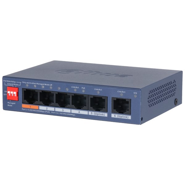 Stikalo DAHUA CS4006-4GT-60-V2, 4-portno PoE stikalo