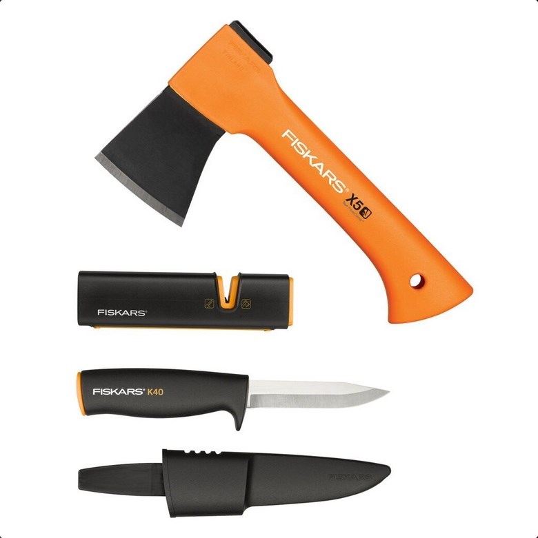CAMPING SET: X5 sekira + nož + brusilnik
