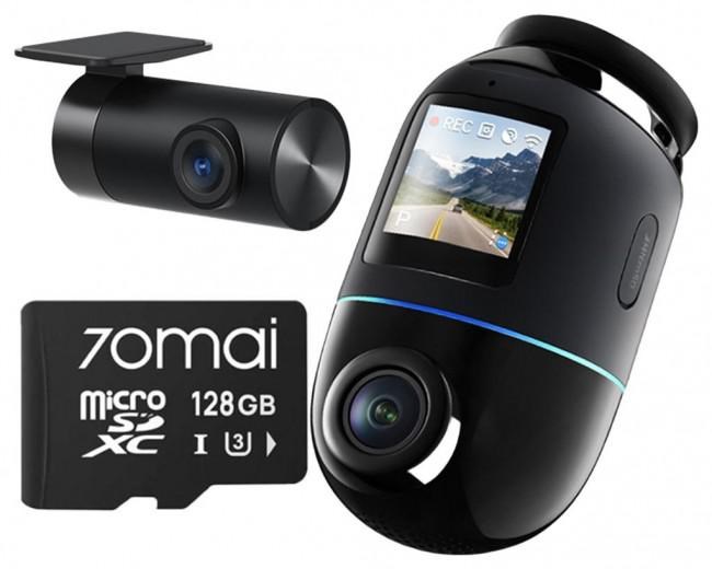 Avto kamera 70mai Omni X800 4K, GPS, WiFi (črna) + 128GB SD kartica
