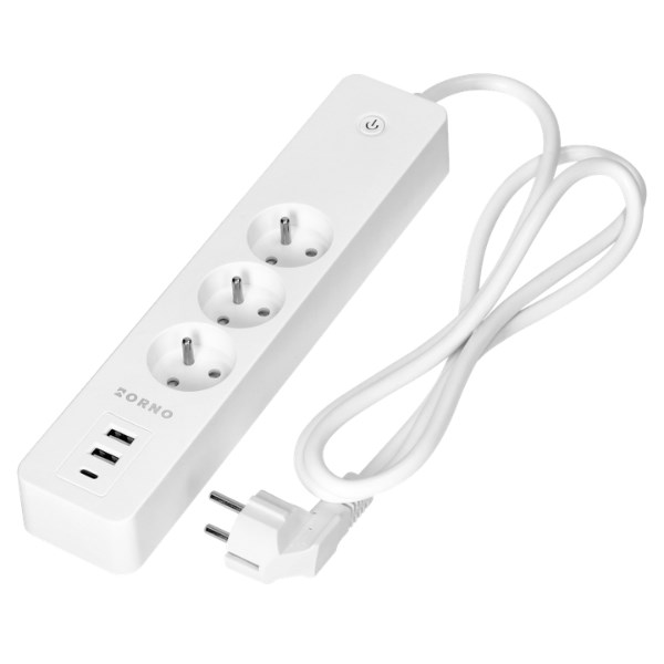 Pametna napajalna letev ORNO OR-SH-17520/W (3x šuko, 2x USB, 1x USB-C)