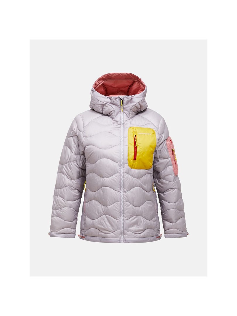 PPR ženska puhovka Helium Utility Down Hood Jacket, misty lavender/canary lime, velikost S
