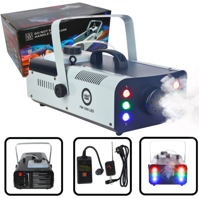 LIGHT4ME FM 1500 LED stroj za dim 1500W z RGB LED, brezžični daljinec