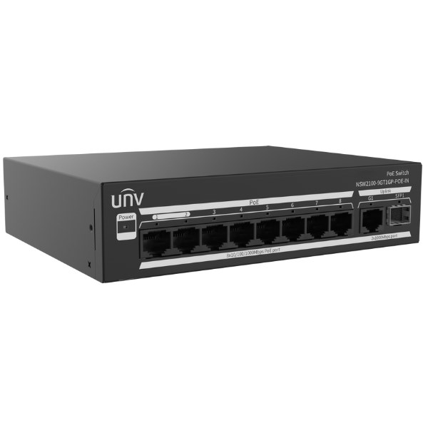 UNIVIEW NSW2100-9GT1GP-POE-IN: 8-portno Gigabit PoE stikalo z Uplink in SFP