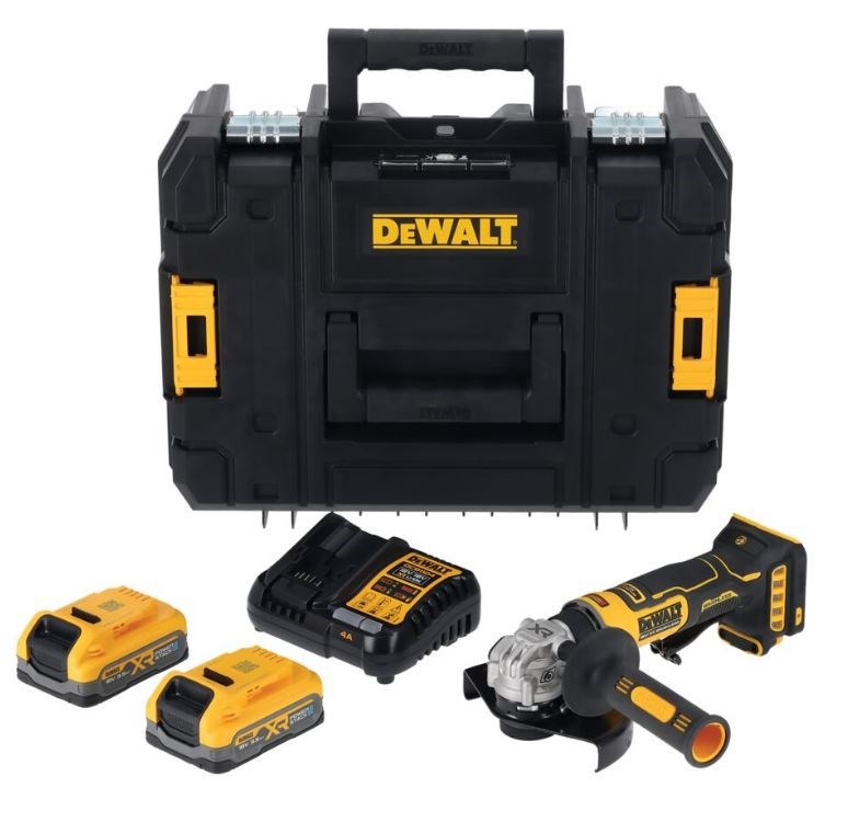 Kotni brusilnik DEWALT DCG404S2T, 125mm, 18V z 2x3.5Ah baterijama