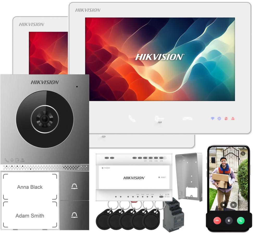 Hikvision komplet videodomofona, 2žični, DS-KIS705EY/2Monitors