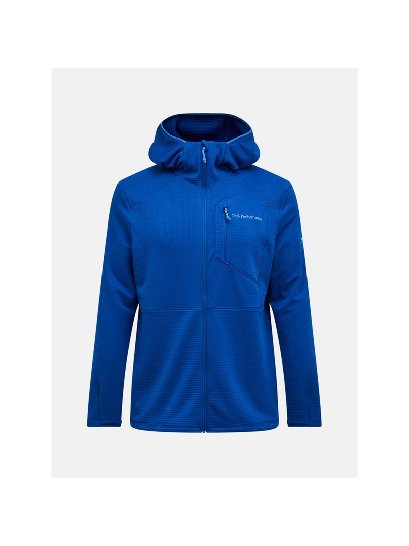 Moška jopica PEAK PERFORMANCE M Trail Polartec Power Grid Zip Hood - modra, vel. XL