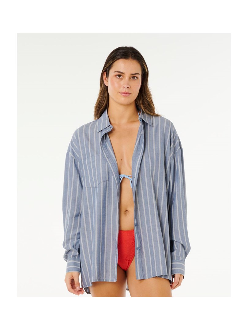 Damska srajca RIP CURL Beach Days Pinstripe - modra, velikost M