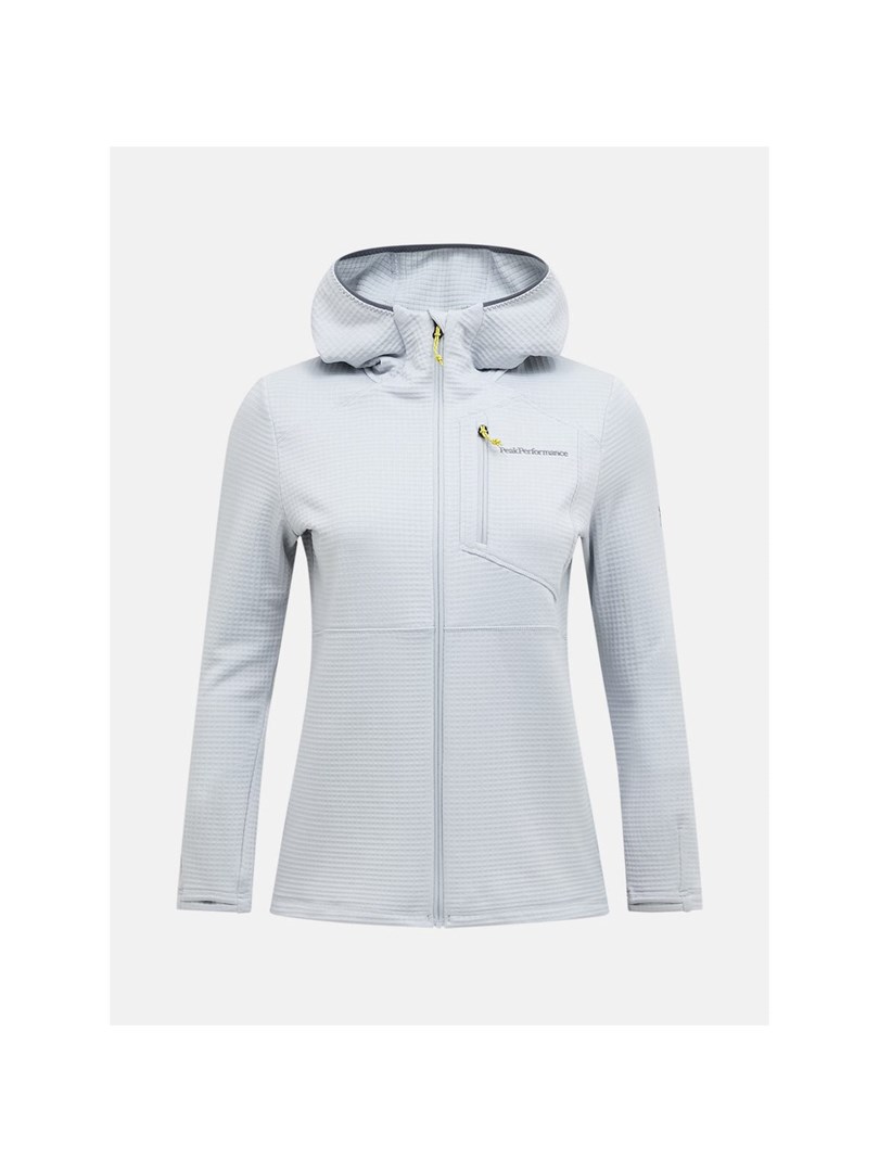 Ženska jopa PEAK PERFORMANCE W Trail Polartec Power Grid Zip Hood, siva, vel. M