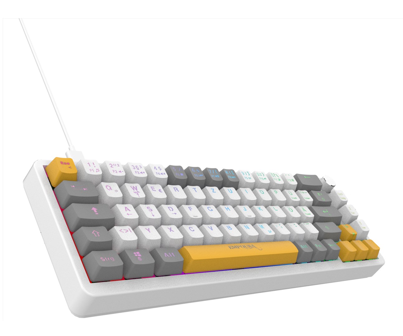 INCA Gaming Mehanska tipkovnica RGB, USB, Rdeče stikalo, 2 m, Bela