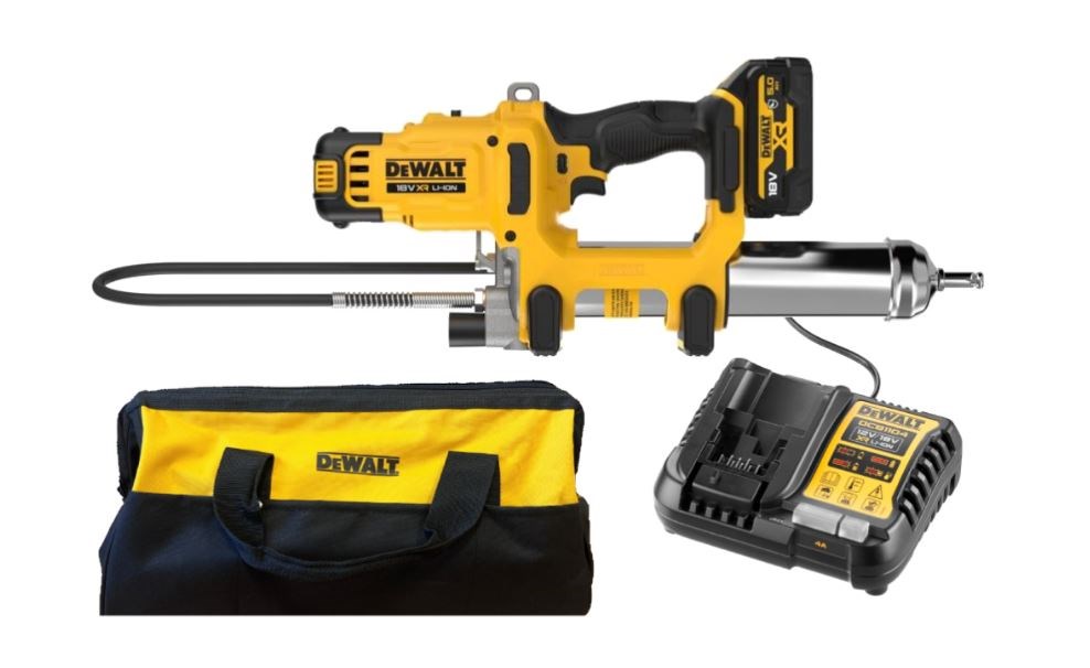 DeWalt 18V XR akumulatorska mastna pištola (2 hitrosti) z 5Ah baterijo