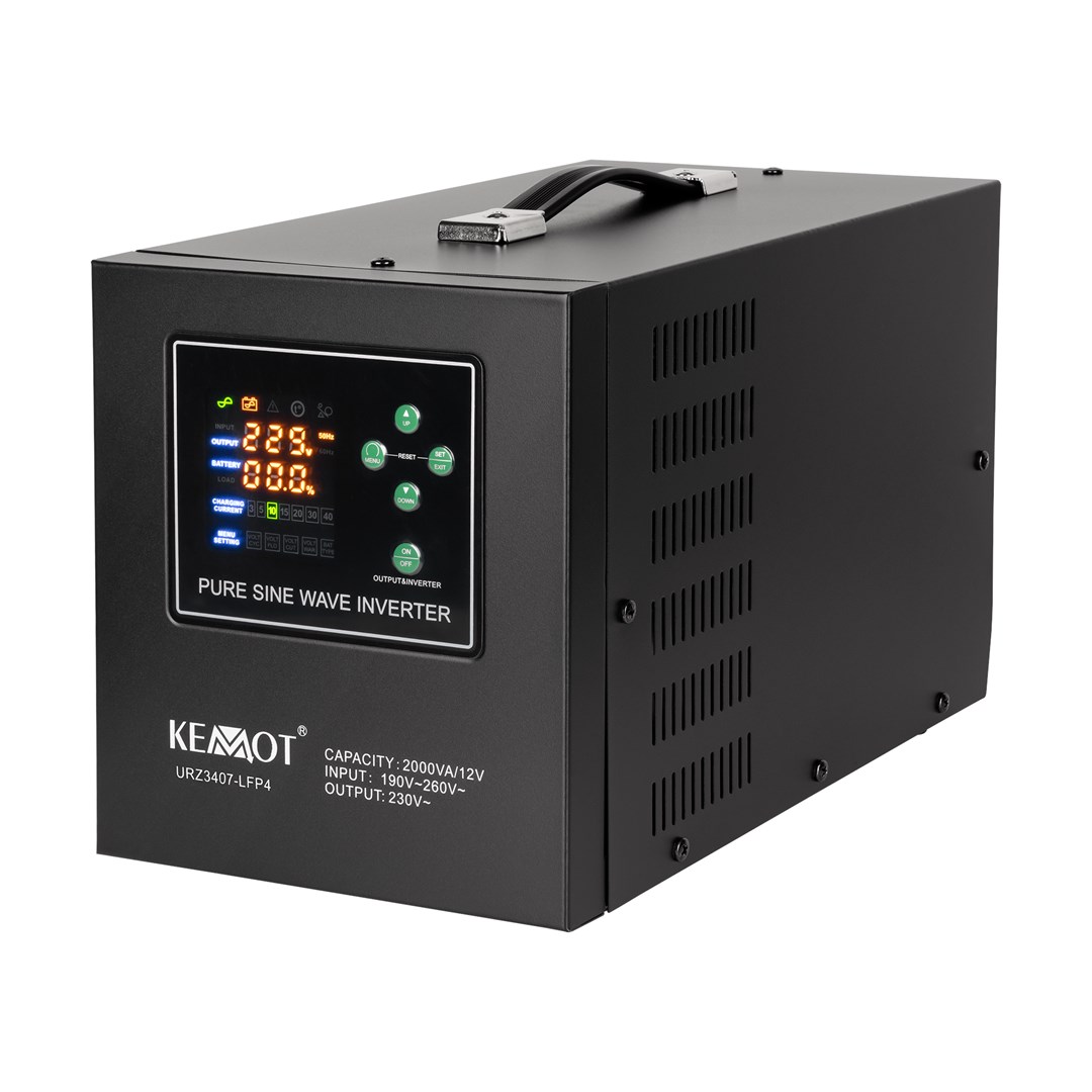 KEMOT PROsinus-2000 Pretvornik / UPS z močjo 1200W, 2000VA, črn