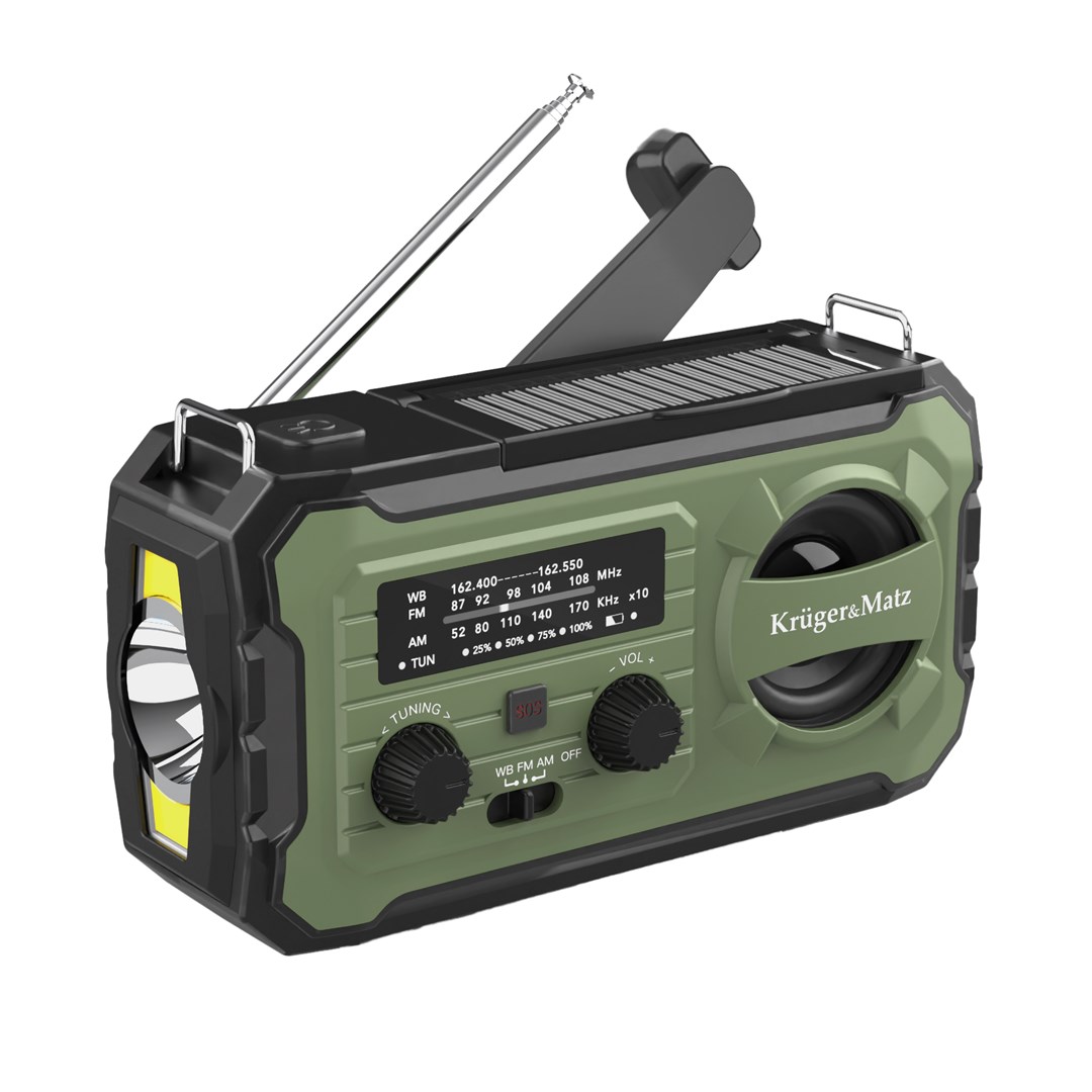 Prenosno radio Kruger&Matz KM0837, solarno, SOS, powerbank 10000mAh, svetilka