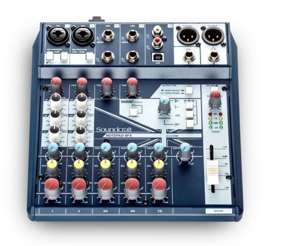 Soundcraft Notepad-8FX mešalna konzola, 8 kanalov, USB vmesnik, Lexicon efekti