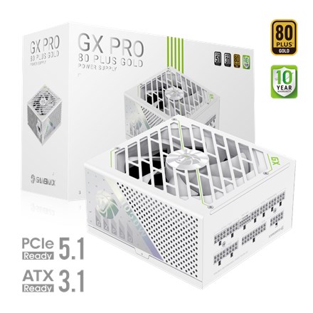 Gamemax GX PRO 1050G WH napajalnik, 1050W, Gold, bel, popolnoma modularno