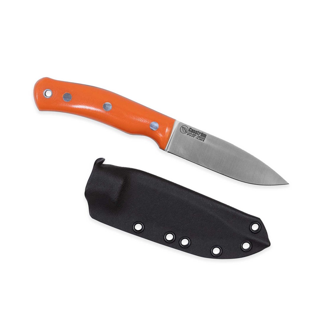 Lovski nož Casström No.10 SFK, oranžen G10, jeklo 14C28N, Kydex
